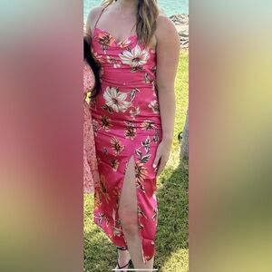 Floral Pink Slip Midi Dress